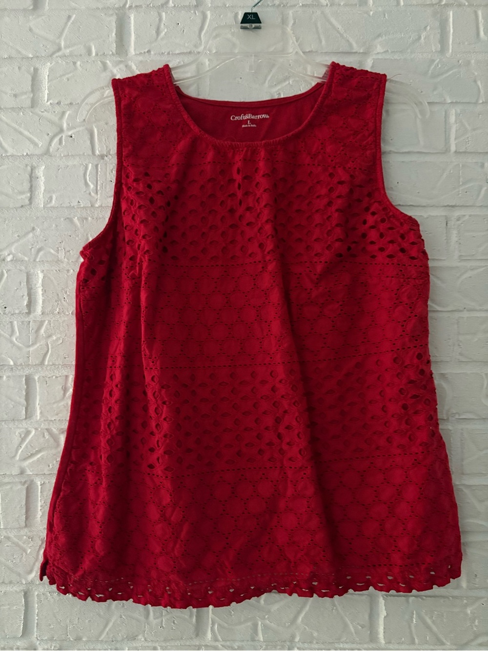 croft & barrow Red Eyelet Sleeveless Tank